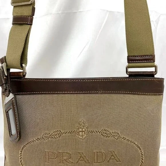 Prada Shoulder Bag Beige Brown Bt0536 Jacquard - Picture 7 of 10